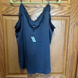 NWT Express vneck ruffle downtown cami - charcoal
